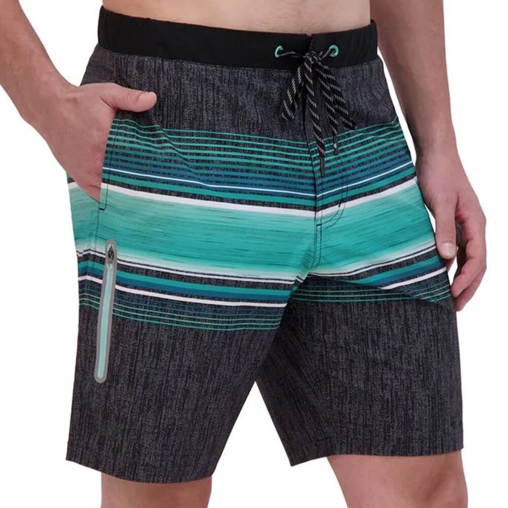 ZeroXposur Flex Performance Stretch Swim Aqua, Grey & Blue striped Trunks XL NWT - Picture 5 of 11